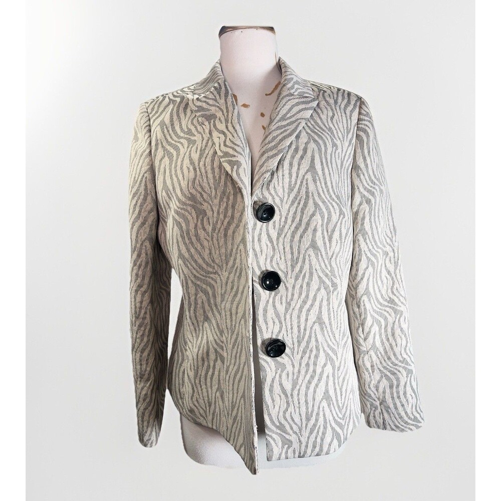 Jones Studio Blazer Size 14 Vintage 90's Animal Print Lace Stealth Wealth Jacket